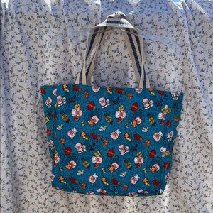 Handcrafted Floral Blue Tote Bag